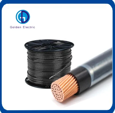 Guaina in nylon nero con isolamento in PVC, unipolare, 5,5 mm, 1/0, 2/0, 3/0, 4/0 AWG, filo di rame standard Thhn